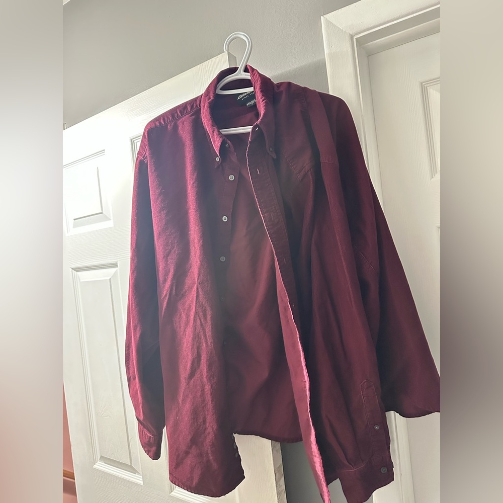 Eddie Bauer Men's Button-Front Shirt Jacket in Burgundy